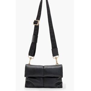 All Saints Black Padded Leather Crossbody with Logo Strap